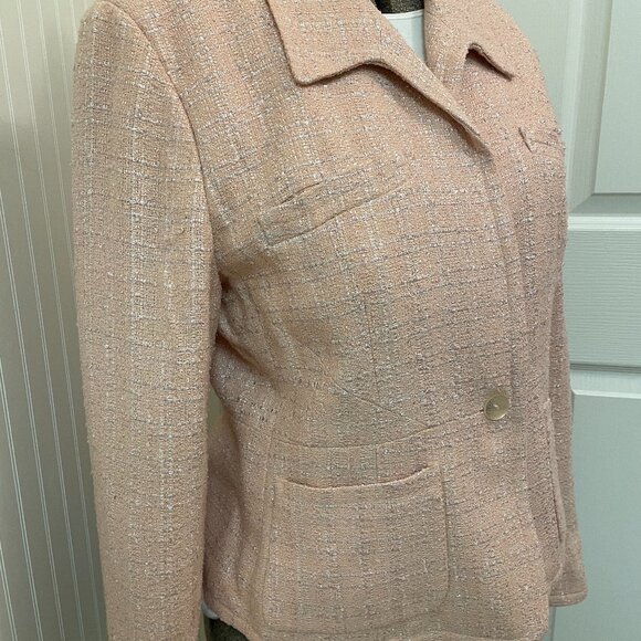VTG HARVE BENARD SIZE 12 PEACH COLOR SILK AND VISCOSE FABRIC JACKET - Picture 2 of 8